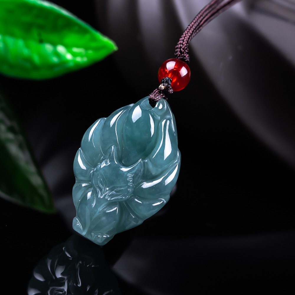Trend Women Fashion - Natural Burmese Jadeite Fox Pendant Necklace