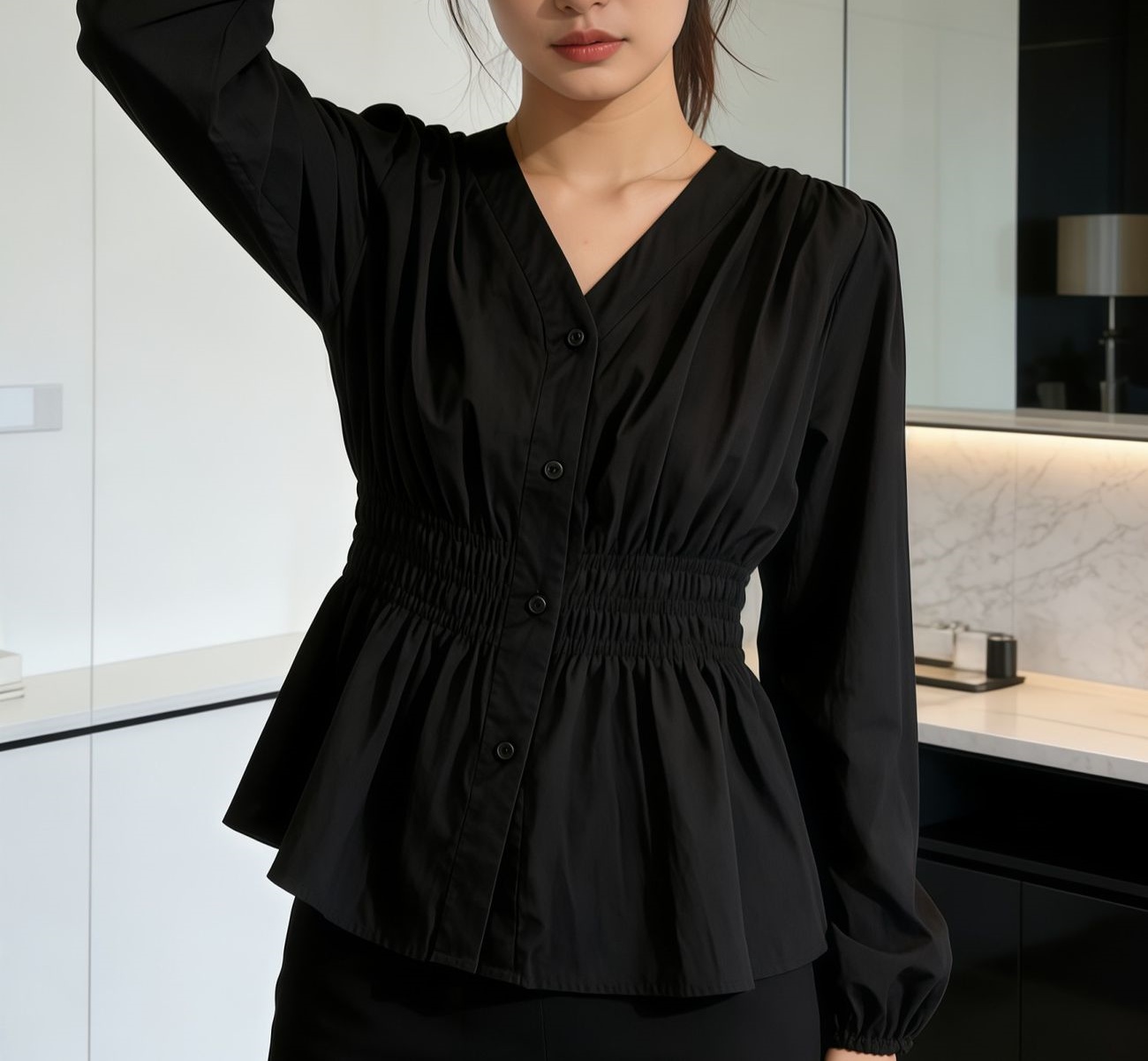 200 Pounds Plus Size Office La - Puff Sleeve Blouse 评论和价格