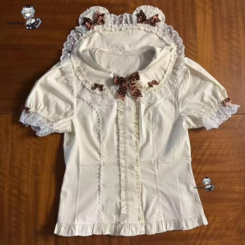 Kawaii Ruffles Blouses Spring  - Puff Sleeve Blouse 评论和价格