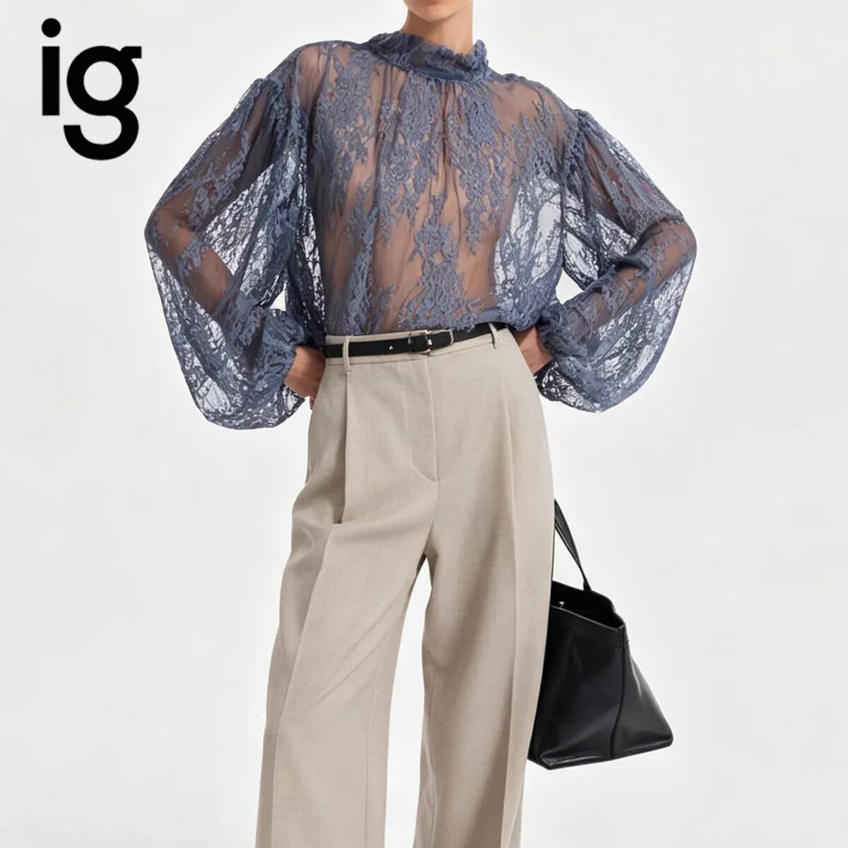 IG 2026 Women's Sheer Lace Blo - Puff Sleeve Blouse 评论和价格