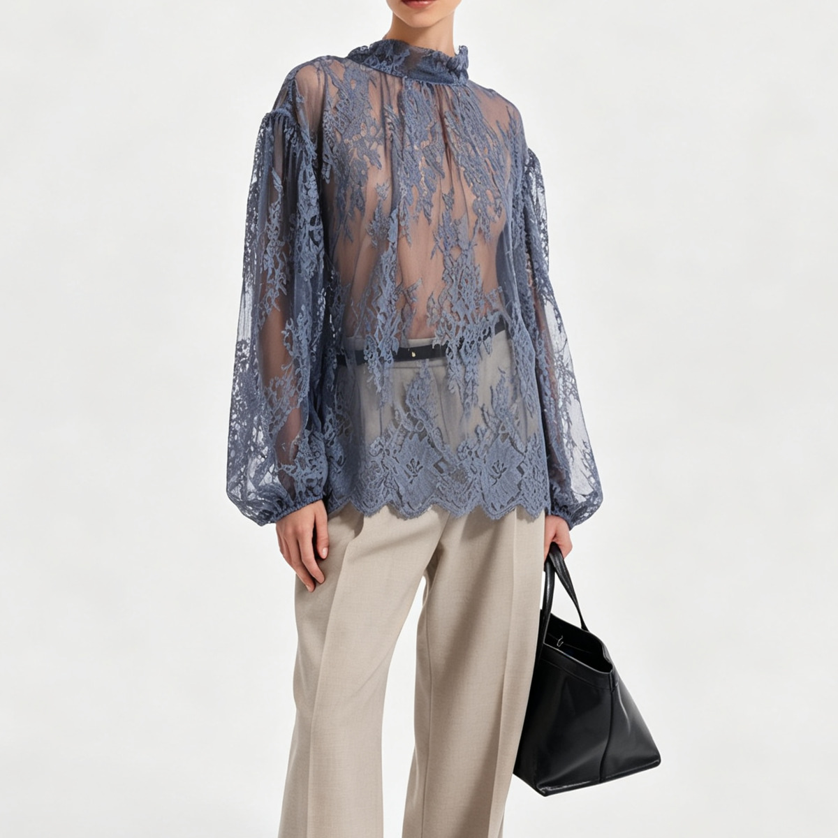 IG 2026 Women's Sheer Lace Blo - Puff Sleeve Blouse 评论和价格