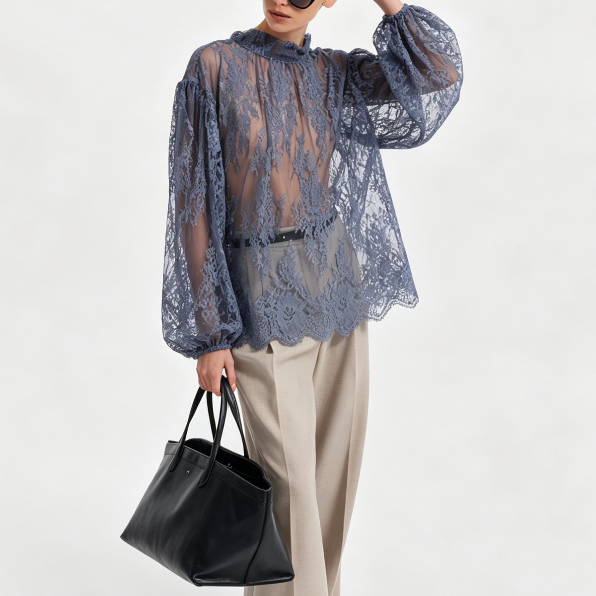 IG 2026 Women's Sheer Lace Blo - Puff Sleeve Blouse 评论和价格