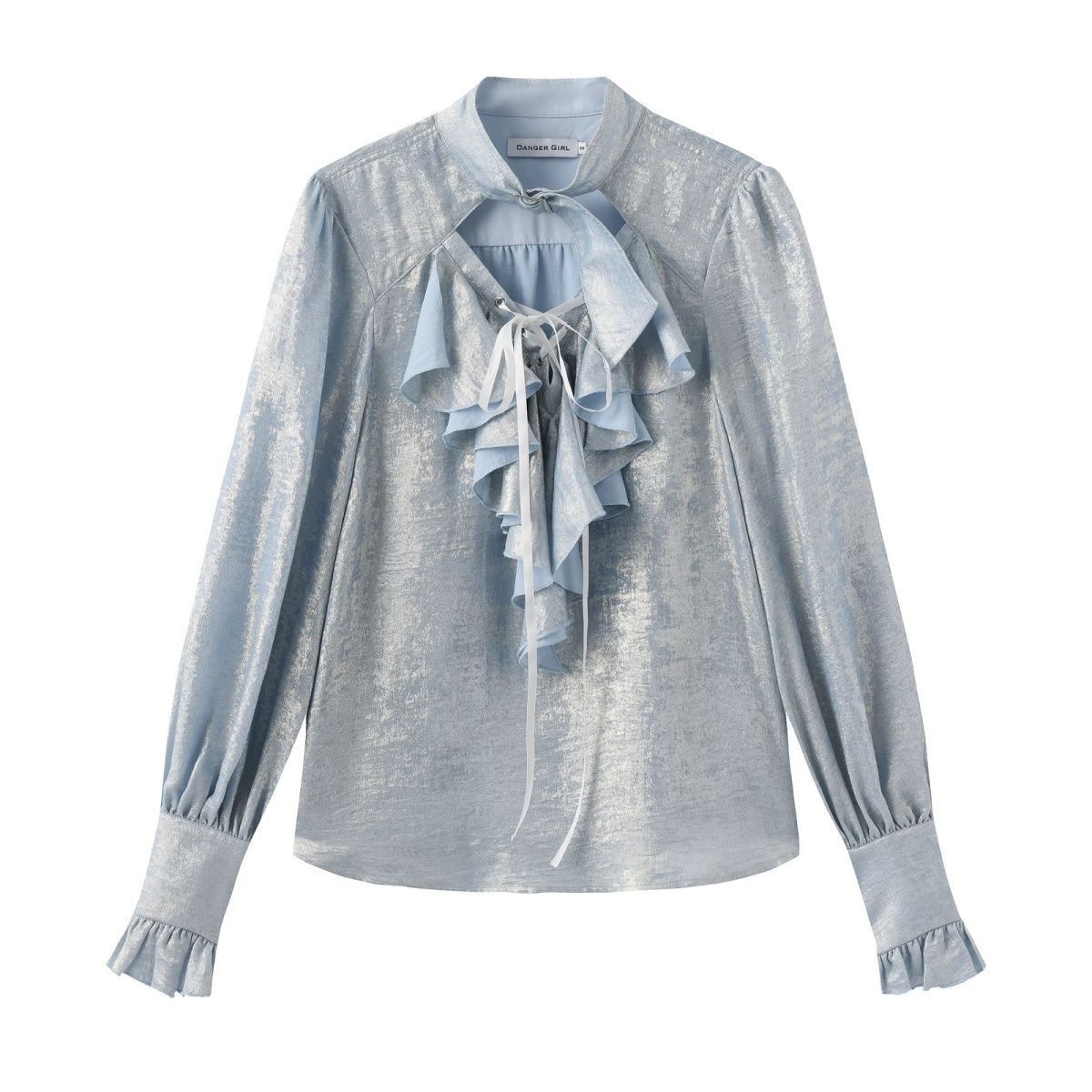Japanese Sweet Cool Ruffle Tri - Puff Sleeve Blouse 评论和价格