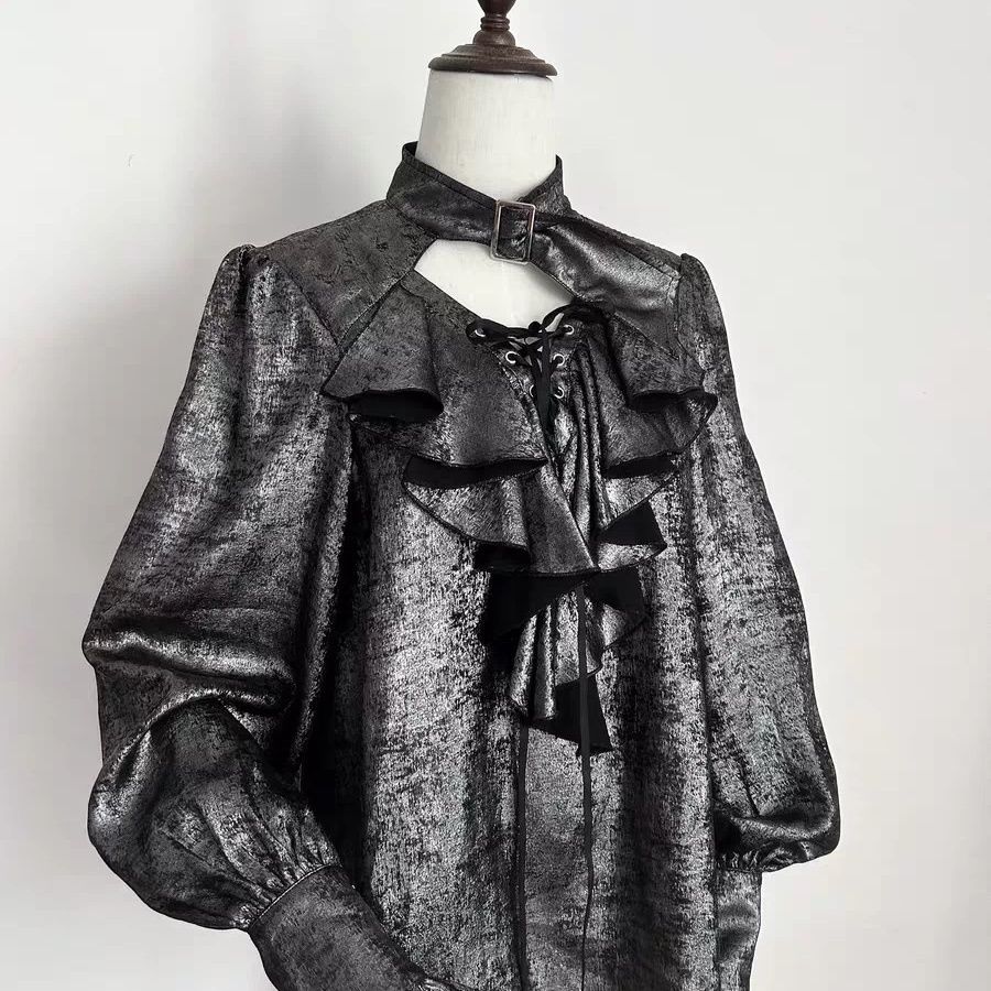 Japanese Sweet Cool Ruffle Tri - Puff Sleeve Blouse 评论和价格