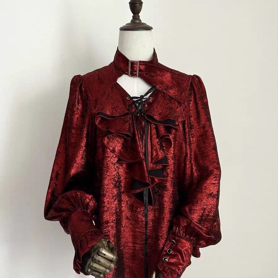 Japanese Sweet Cool Ruffle Tri - Puff Sleeve Blouse 评论和价格