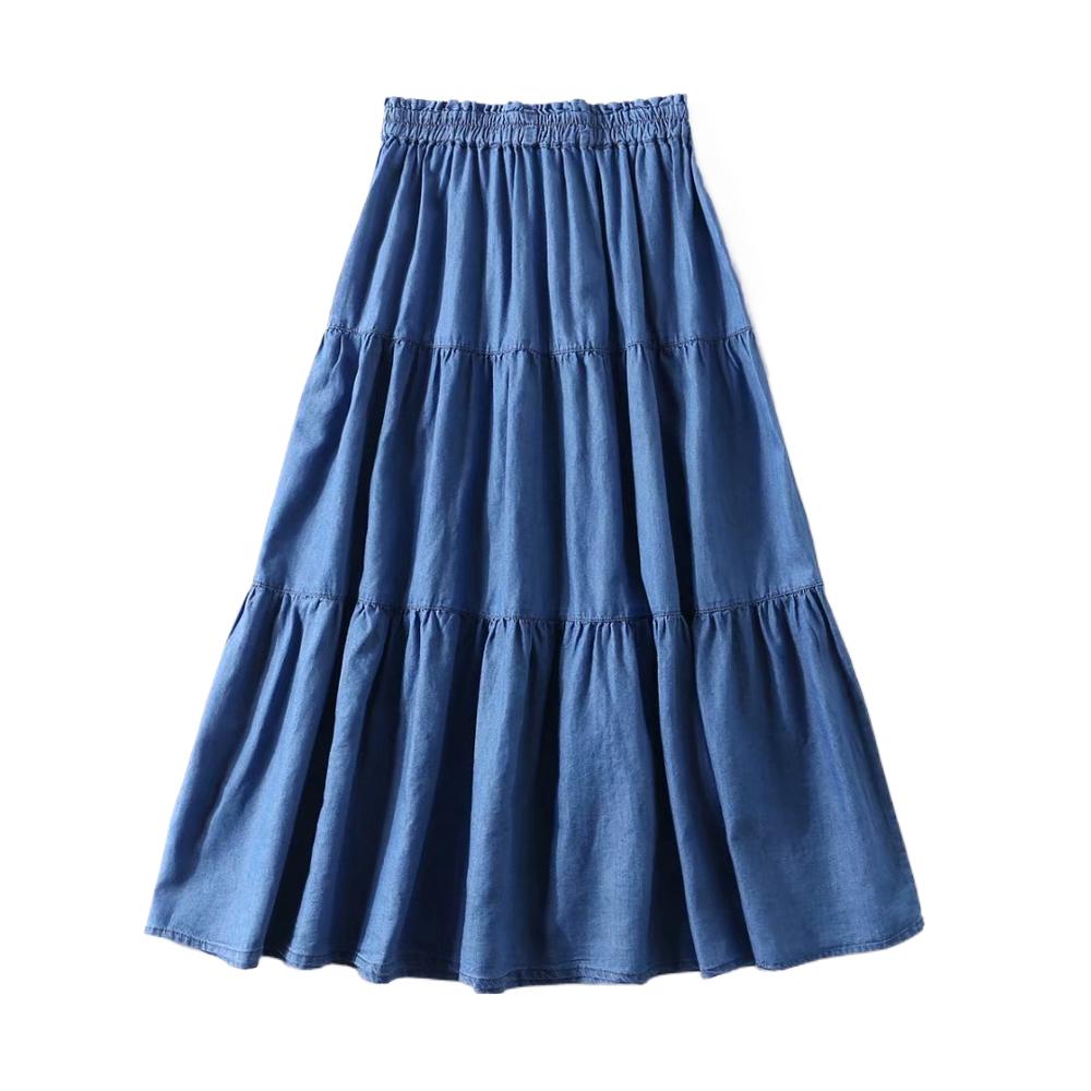 Women' Pleated Denim ruffled s - Pleated Skirt Women 评论和价格