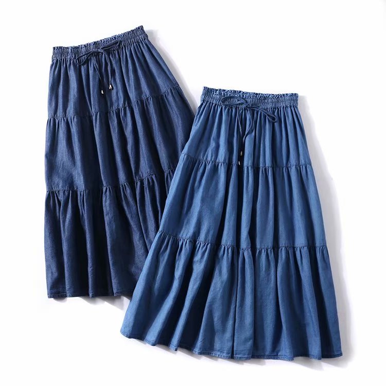 Women' Pleated Denim ruffled s - Pleated Skirt Women 评论和价格