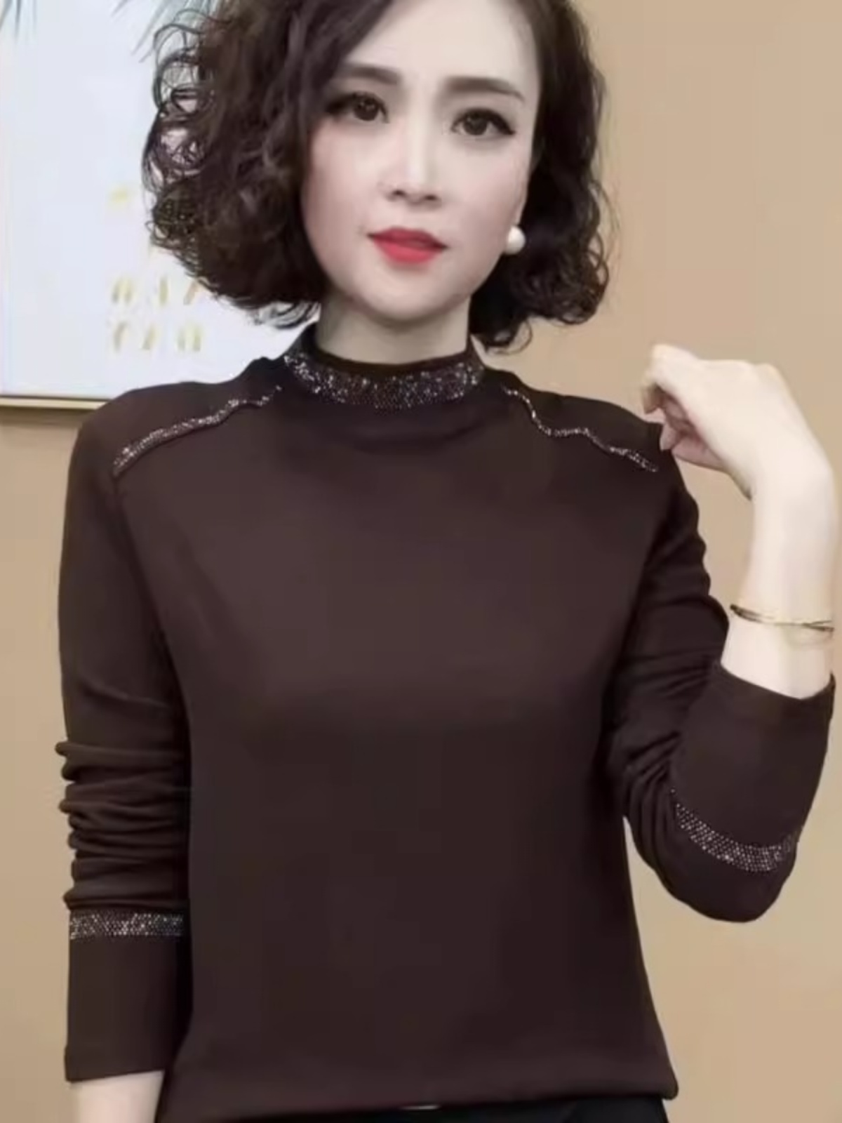 Fashionable Long Sleeve Half H - Women Fashion Over 40 评论和价格