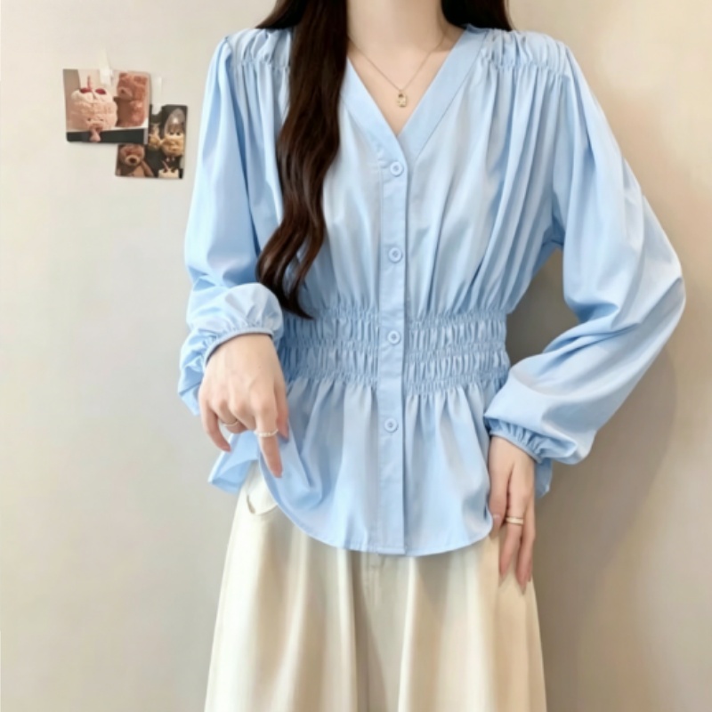 200 Pounds Plus Size Elastic W - Puff Sleeve Blouse 评论和价格
