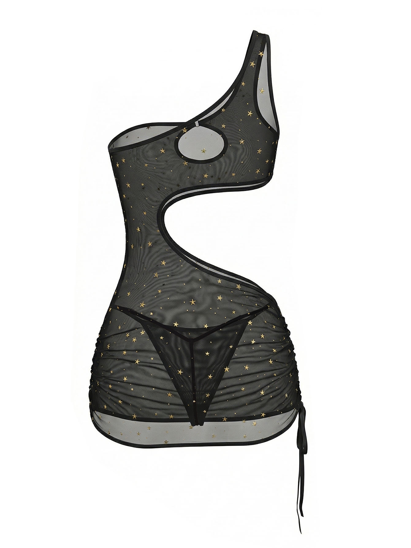 Black One‑Shoulder Star Print  - Bodycon Dress Women 评论和价格