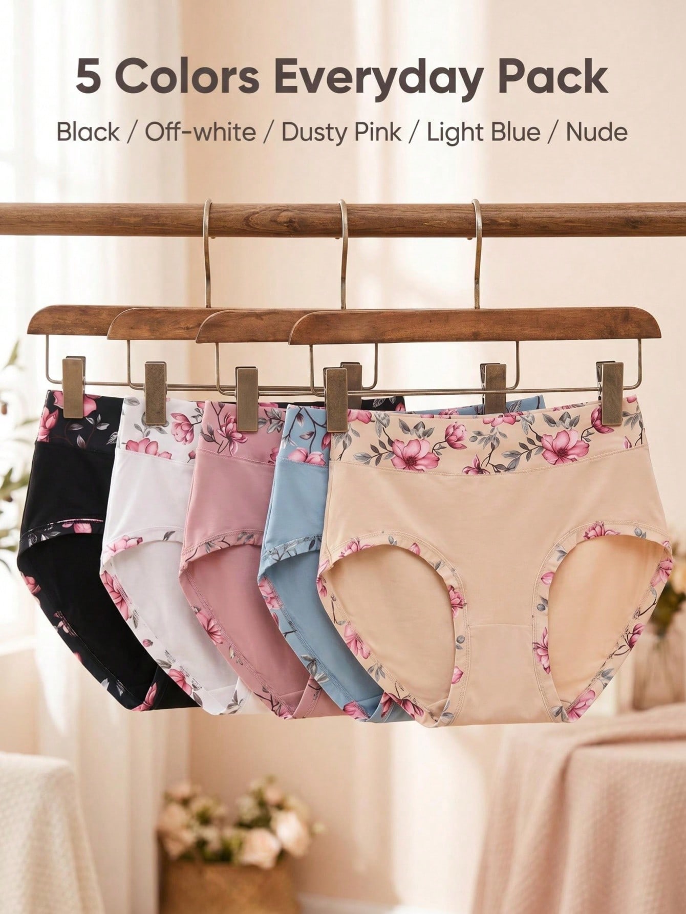5PCS Plus Size Women's Flower  - Trend Women Fashion 评论和价格