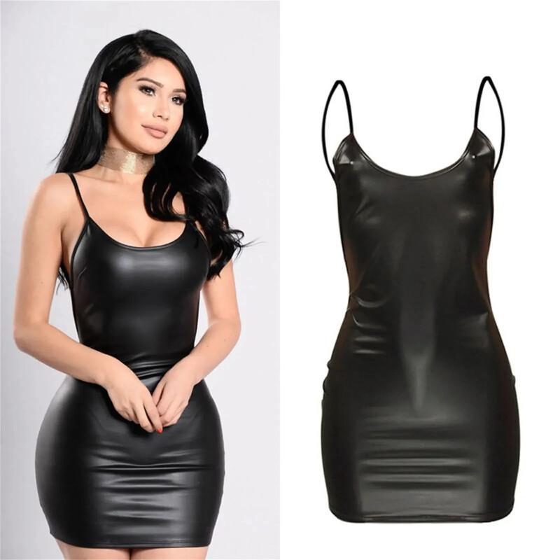 Hot Sell Plus Size Black Faux  - Bodycon Dress Women 评论和价格