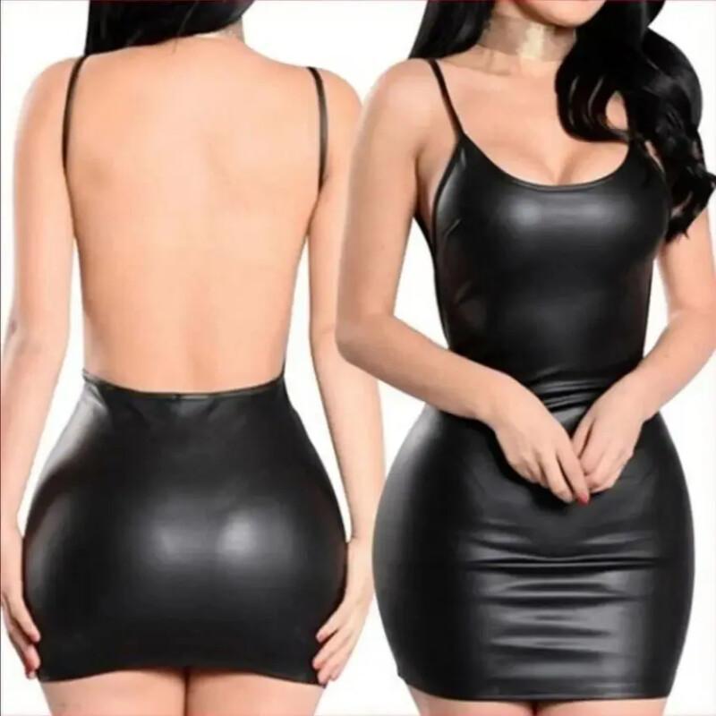Hot Sell Plus Size Black Faux  - Bodycon Dress Women 评论和价格