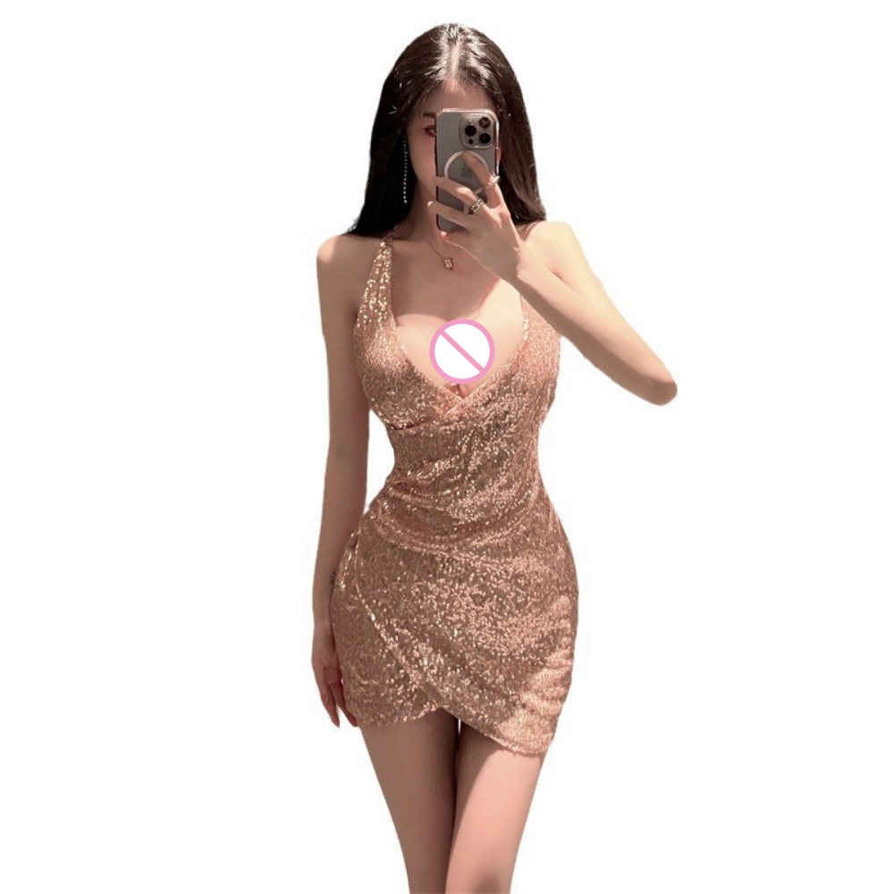 Gold Sequin Halter Bodycon Min - Bodycon Dress Women 评论和价格