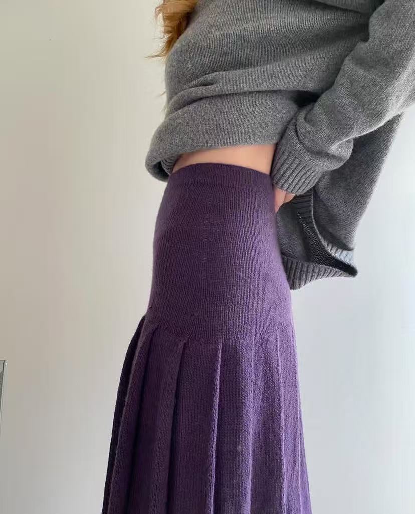 High waisted slimming versatil - Pleated Skirt Women 评论和价格