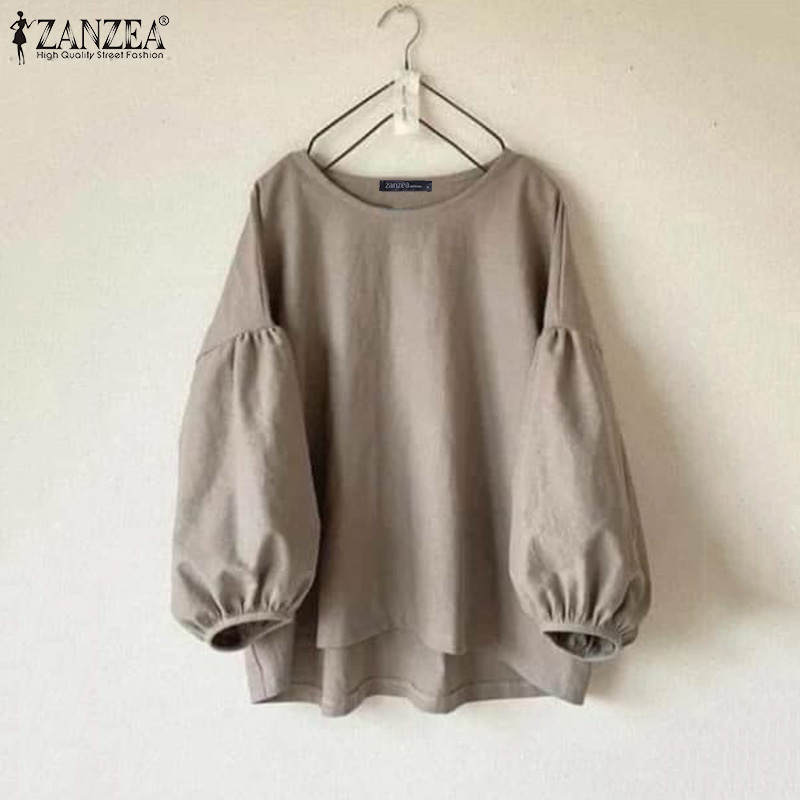 ZANZEA Plus Size Woman Casual  - Puff Sleeve Blouse 评论和价格