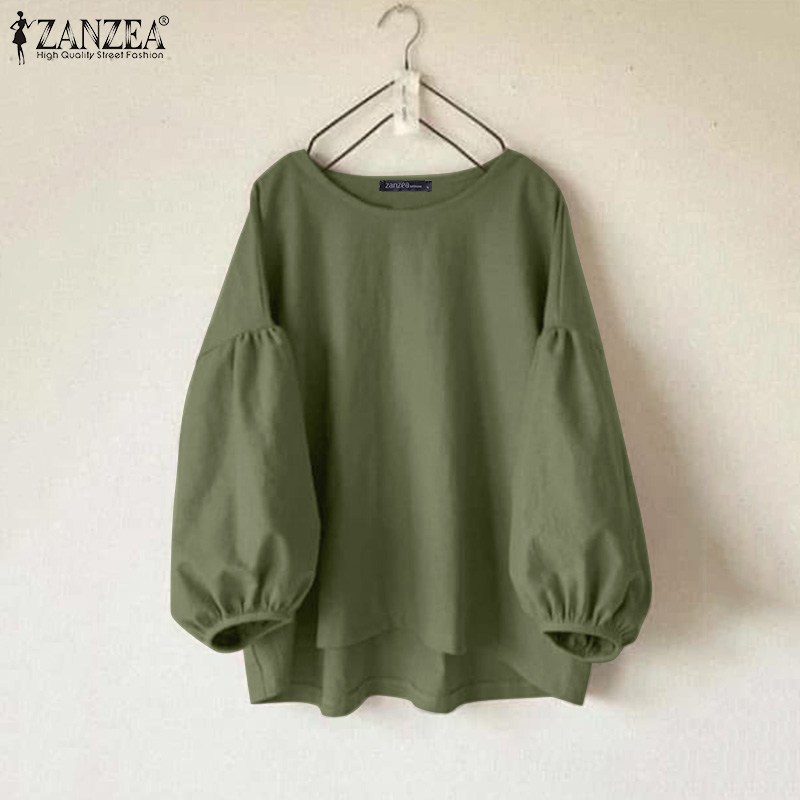 ZANZEA Plus Size Woman Casual  - Puff Sleeve Blouse 评论和价格