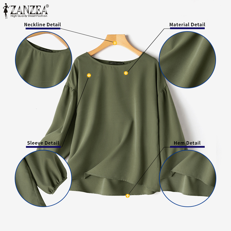 ZANZEA Plus Size Woman Casual  - Puff Sleeve Blouse 评论和价格
