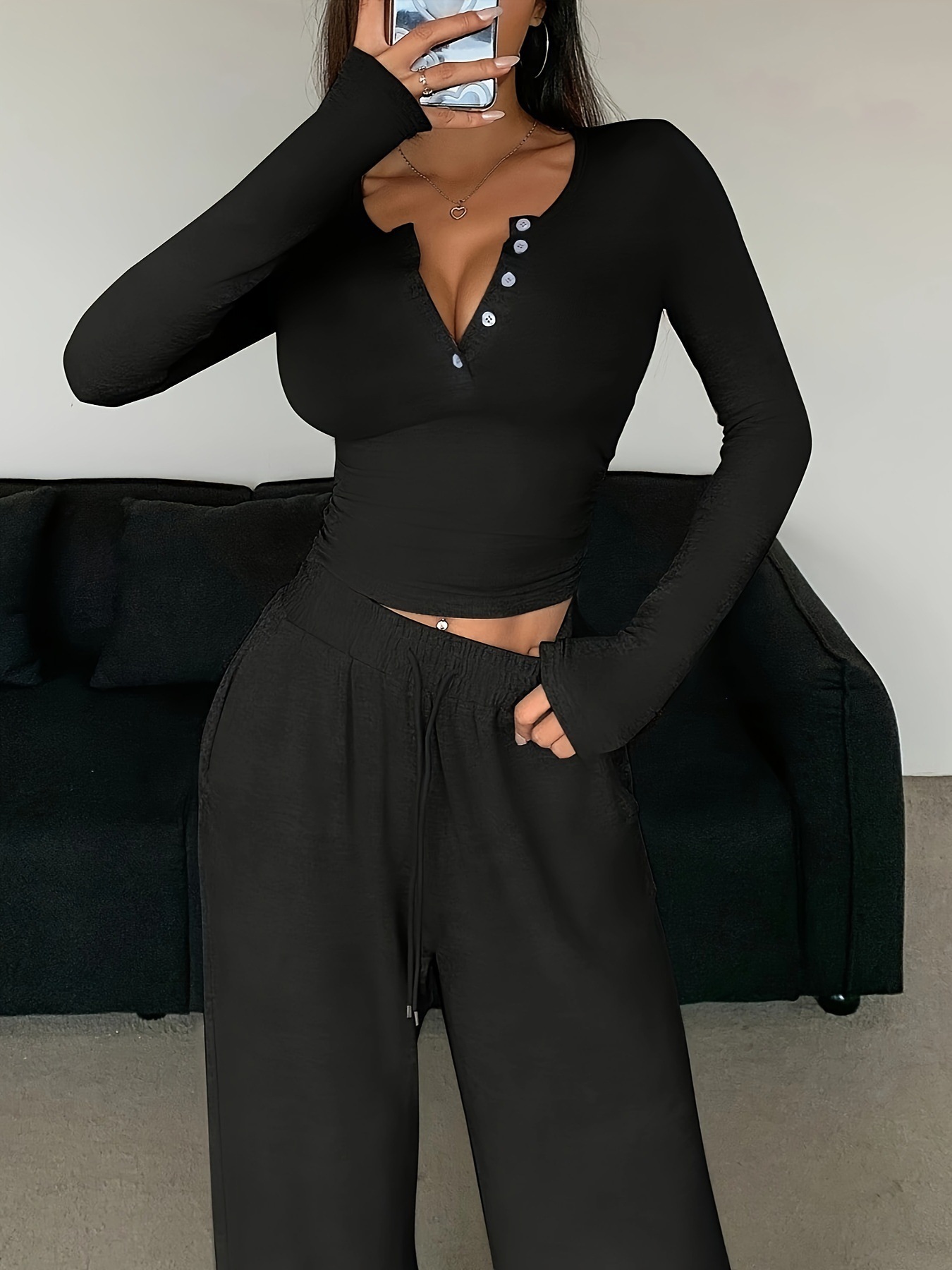 Solid Color Pant Sets Autumn W - Women'S Fashion Jersey 评论和价格