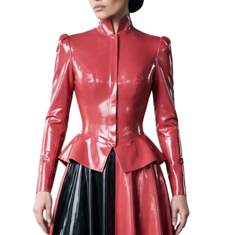 Sexy Latex Peplum Blouses With - Puff Sleeve Blouse 评论和价格