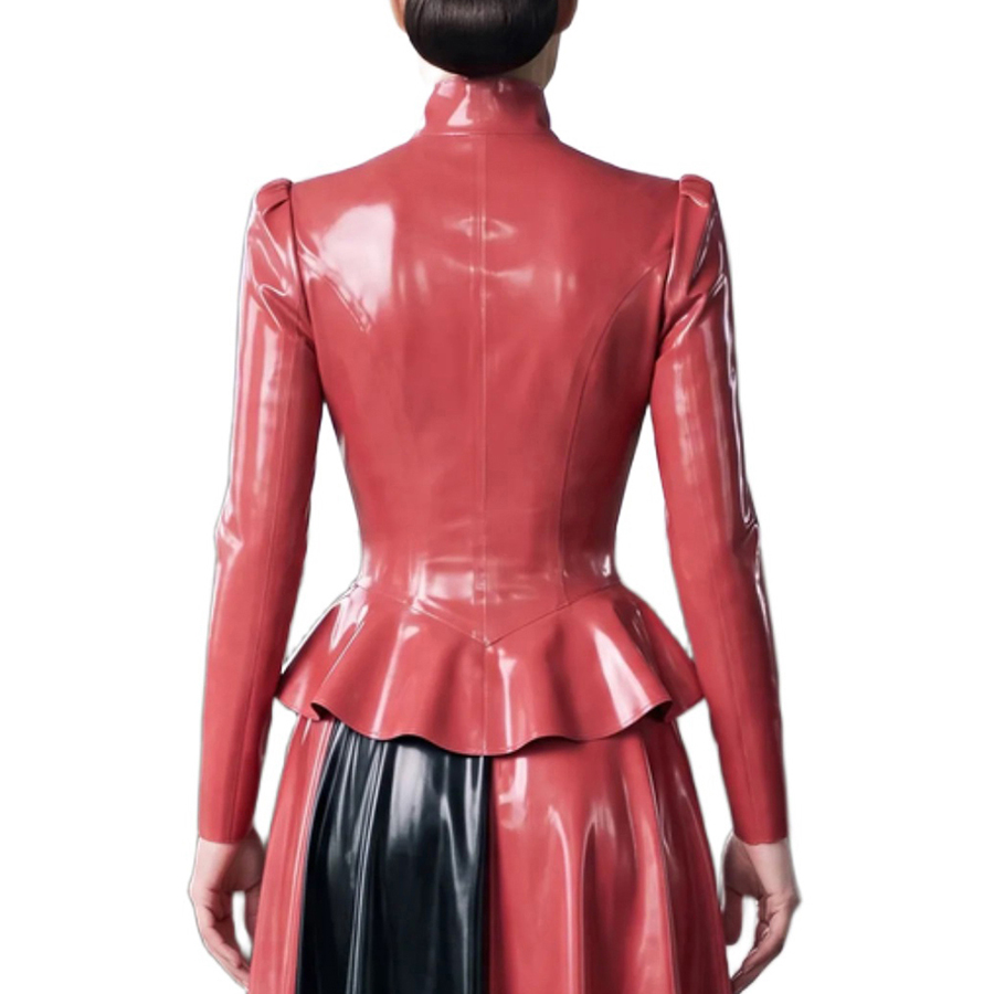 Sexy Latex Peplum Blouses With - Puff Sleeve Blouse 评论和价格