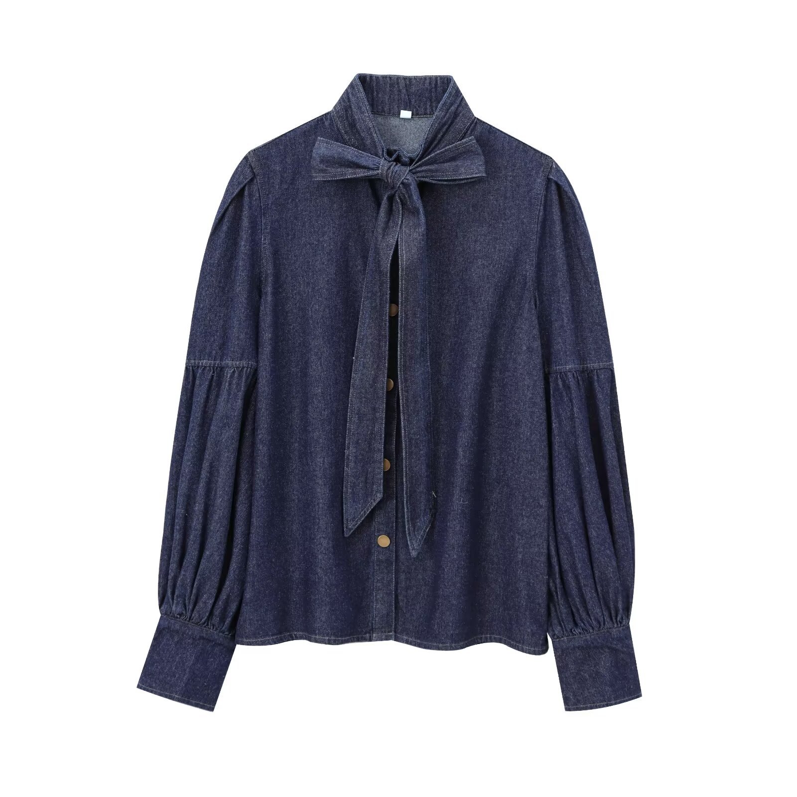 AW Urban Imitation Denim Blous - Puff Sleeve Blouse 评论和价格